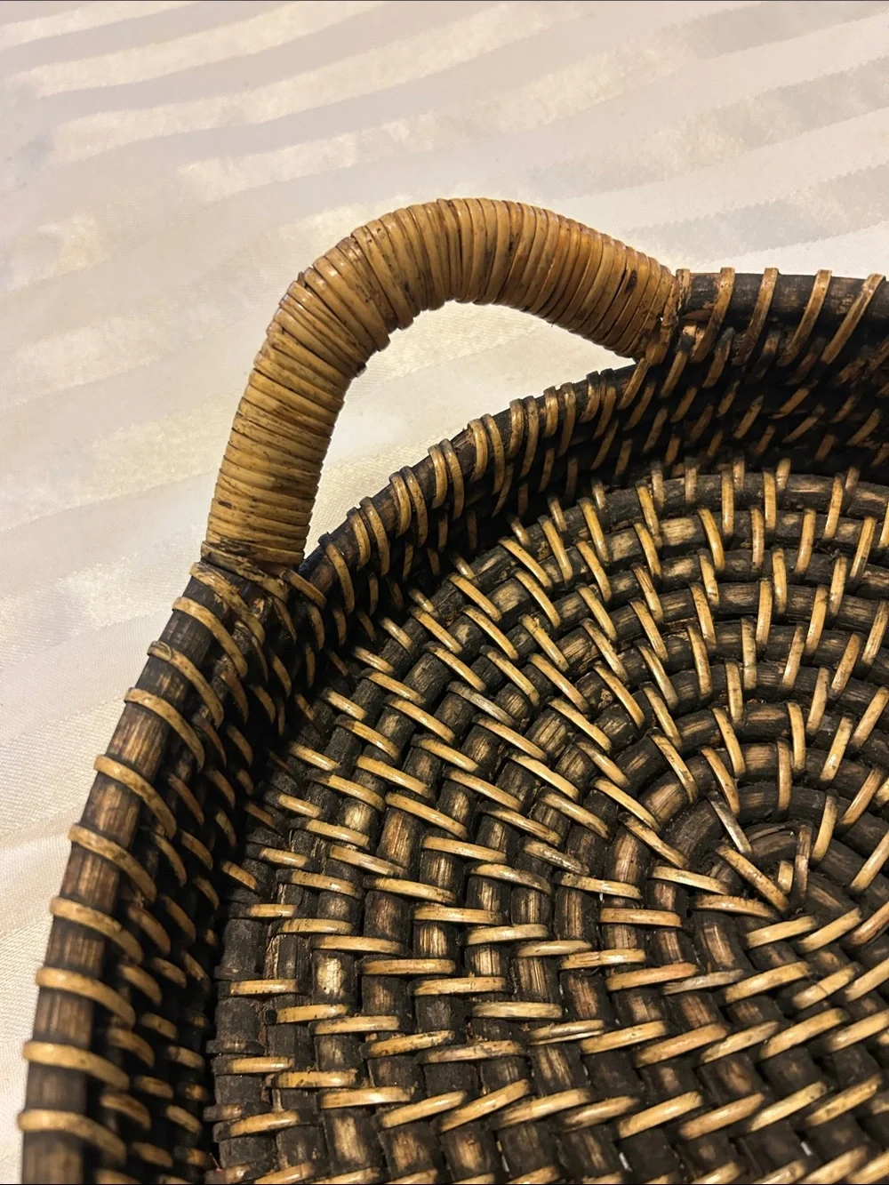 Natural Woven Oval Serving Tray - Brown